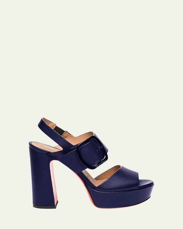 Bruxel Leather Buckle Platform Sandals